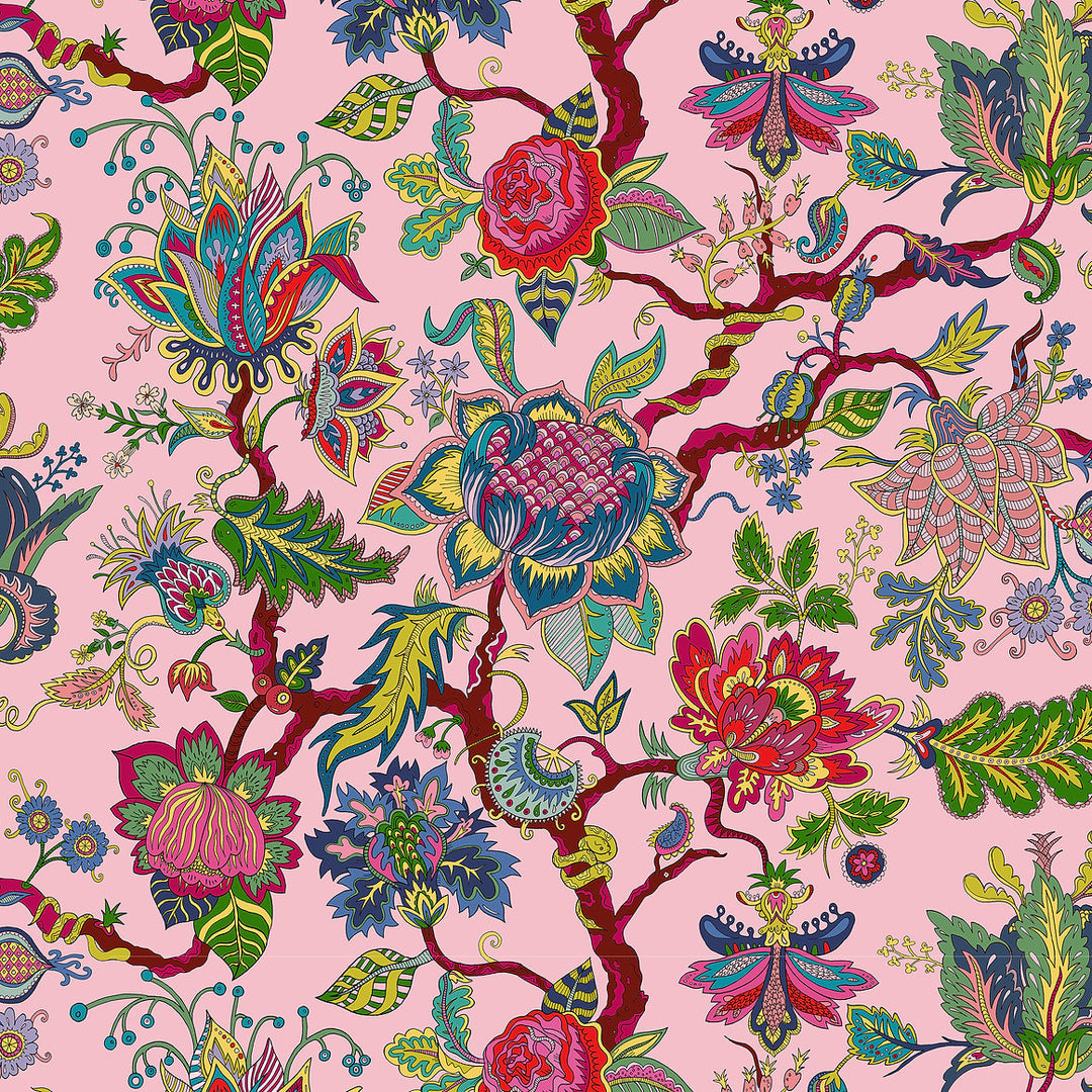 wear-the-walls-eden-rosa-pink-wallpaper-tree-of-life-trailing-modern-floral-bright-pink-jewel-tones-indian-inspired-hand-illustrated