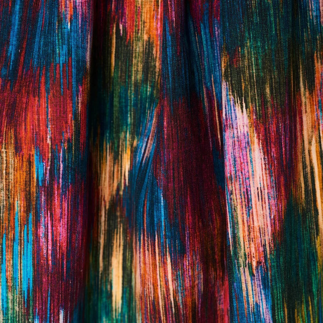 Victoria-sanders-fabric-cotton-hemp-spectre-rainbow-abstract-weve-jewel-tones-Ikat-textile