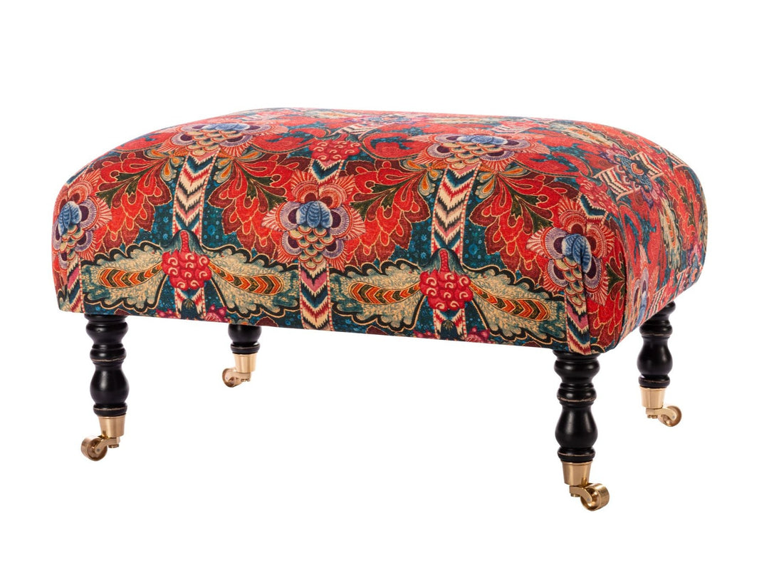 Mind The Gap Hudson Upholstered Stool Psychedelia Linen Footstool Ottoman