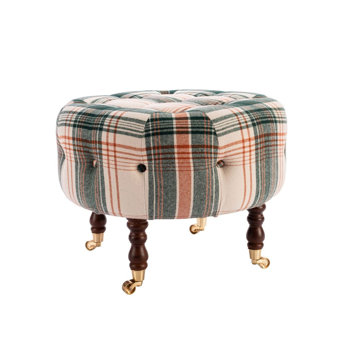 Fez tufted stool - Monterey Plaid Woodstock Luxury Collection Foot Stool, Foot Rest, Ottoman