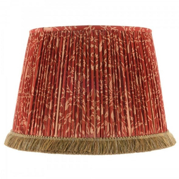 Mind-the-gap-saxon-ornament-pleated-lampshade-three-sizes-100% linen-shade-fringes-fed-fabric-floral-