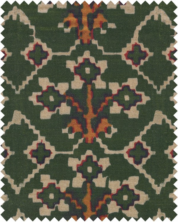 mind-the-gap-linen-printed-weave-fabric-green-orange-red-folk-design