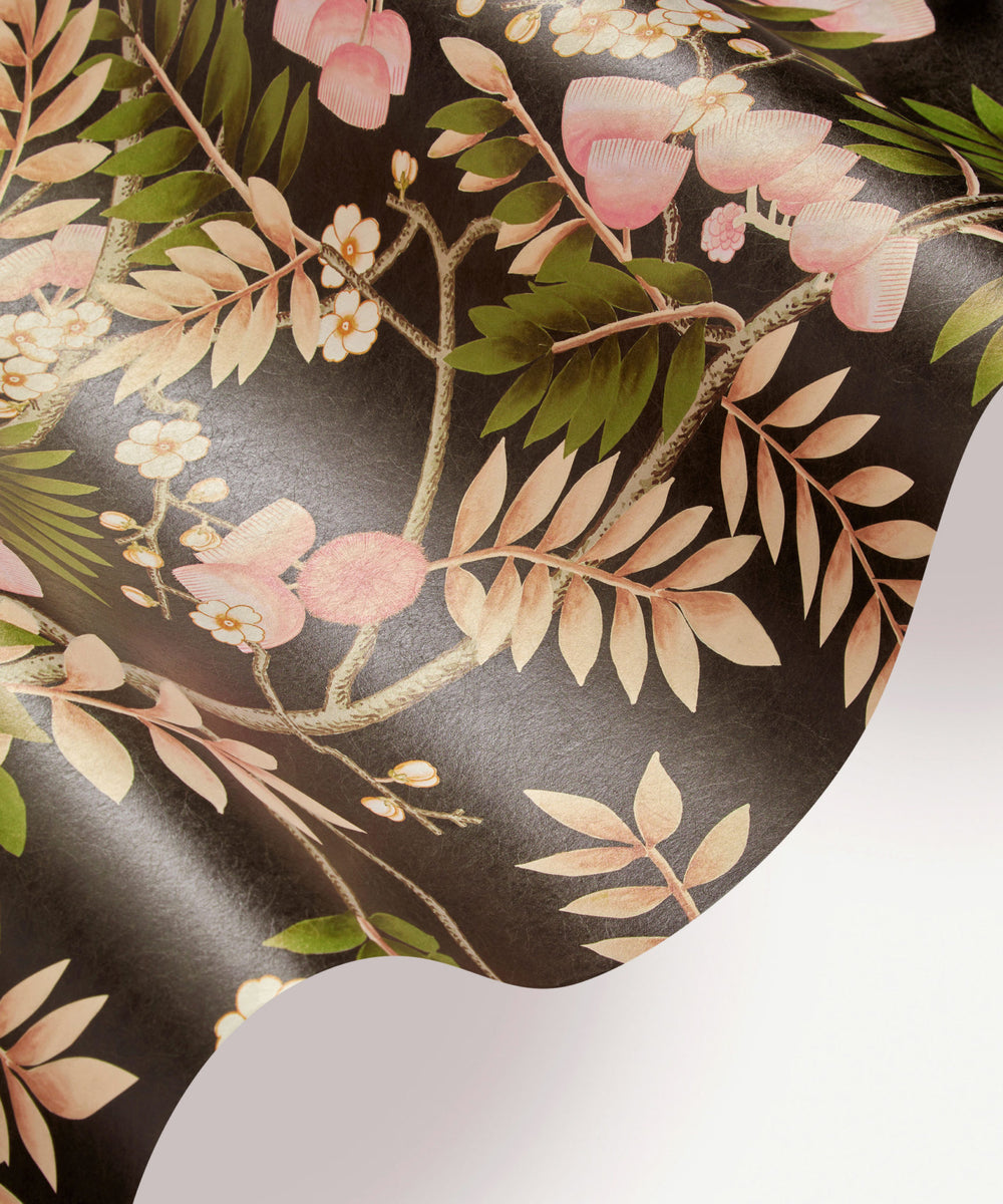 botanical-atlas-silk-tree-wallpaper-chinoiserie-design-liberty-fabrics-wallpaper-red-lac-noir-black-pink-coral
