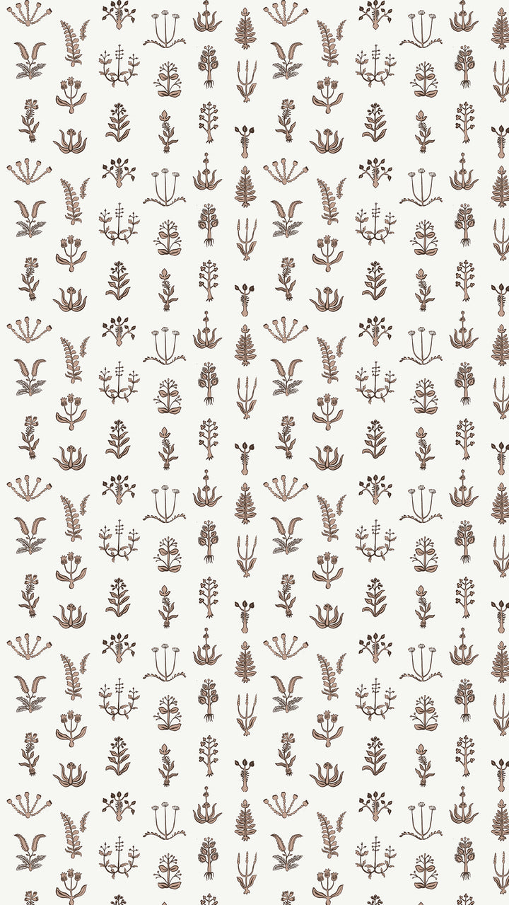Josephine-Munsey-Wallpaper-Floral-Spot-block-repeated-botanical-pattern-flower-print-ham-Pink-Ceiling-White-Chimney-brown-