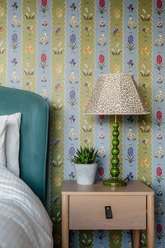 Wear-the-walls-wallpaper-scalloped-edge-stripe-floral-embroidery-details-vintage-inspired-walls-Apple-and-Azure
