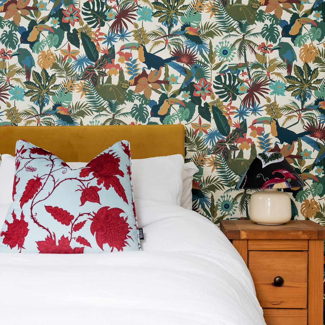 Wear-The-Walls-cushion-Hermosa-sky-garnet-blue-red-vine-floral-print-velvet-pillow-45x45cm-feather-filling-boho-style