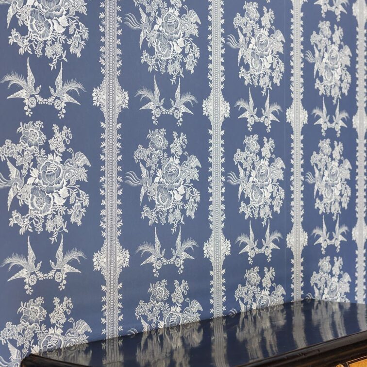 barneby-gates-wallpaper-made-in-england-uk-british-print-design-navy-blue-stripe-pheasants-flowers-asiatic-classical-traditonal-design