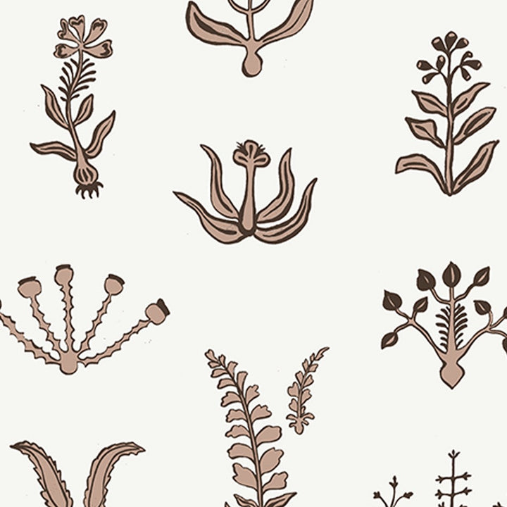 Josephine-Munsey-Wallpaper-Floral-Spot-block-repeated-botanical-pattern-flower-print-ham-Ponk-Ceiling-White-Chimney-brown-