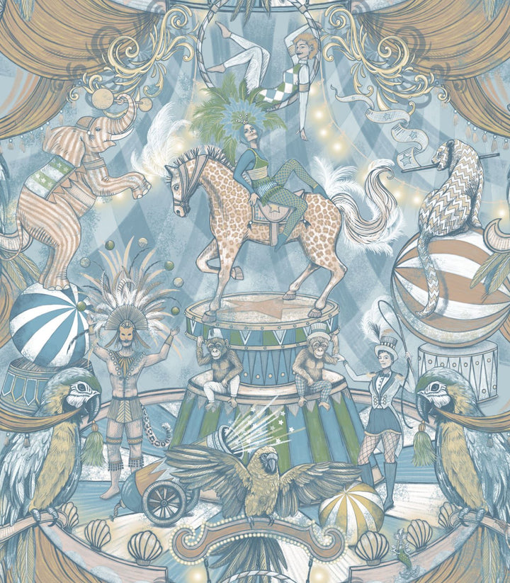 Carnival-fever-funfair-pastel-blues-bold-wallpaper-animals-cloakroom