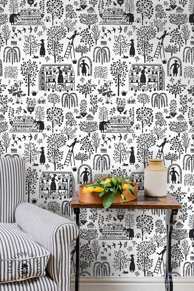 Sowing and Setting Wallpaper by Alice Pattullo - Blackbird on Chalk