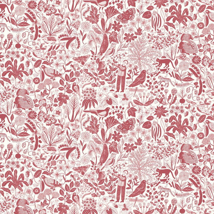 hamilton-weston-wallpaper-Alice-Pattullo-Arcadis-Rhubarb-red-on-white-block-print-wallpaper-folk-print-allotment-style-vintage-country-look