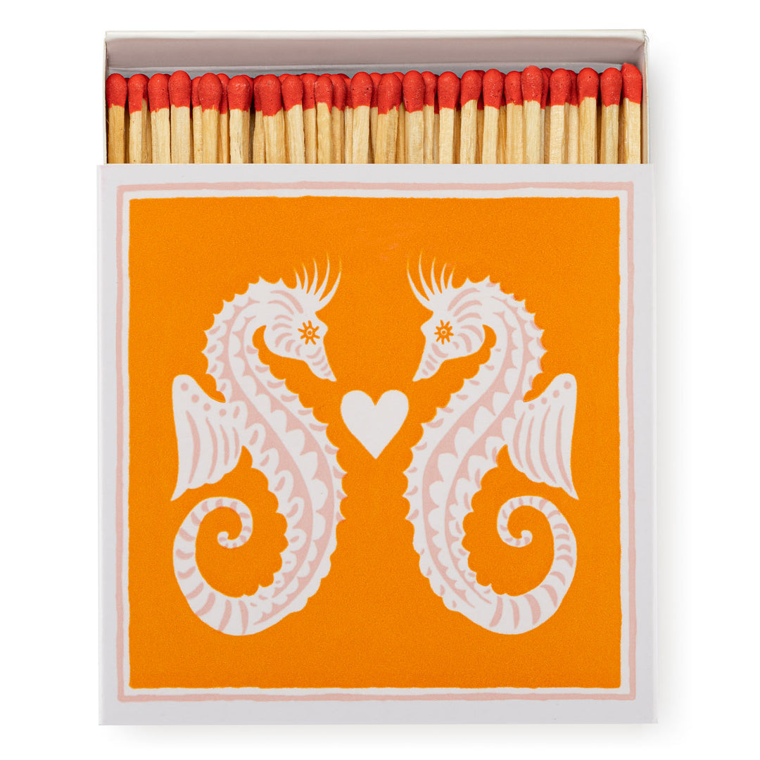 archivist-gallery-art-print-matches-seahorses-orange-Ariana-Martin-art-print-boxed-gift-matches