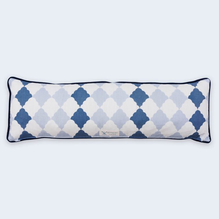 barneby-gates-harlequin-piped-cushion-blue-white-pattern-cushion-made-in-england