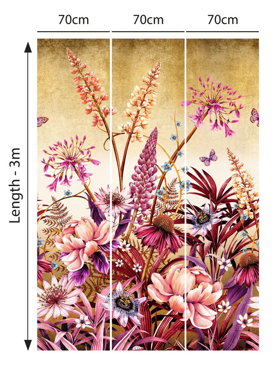 Avalana-design-Blooms-of-Midas-Wallpaer-mettalic-goil-foil-wall-mural-exotic-giant-floral-print-butterflies-garden-wall-mural