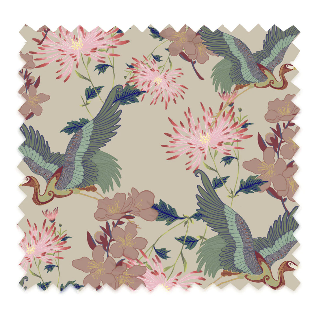 tatie-lou-Blossom -velvet-flying-cranes-flowers-japan-style-Vanilla