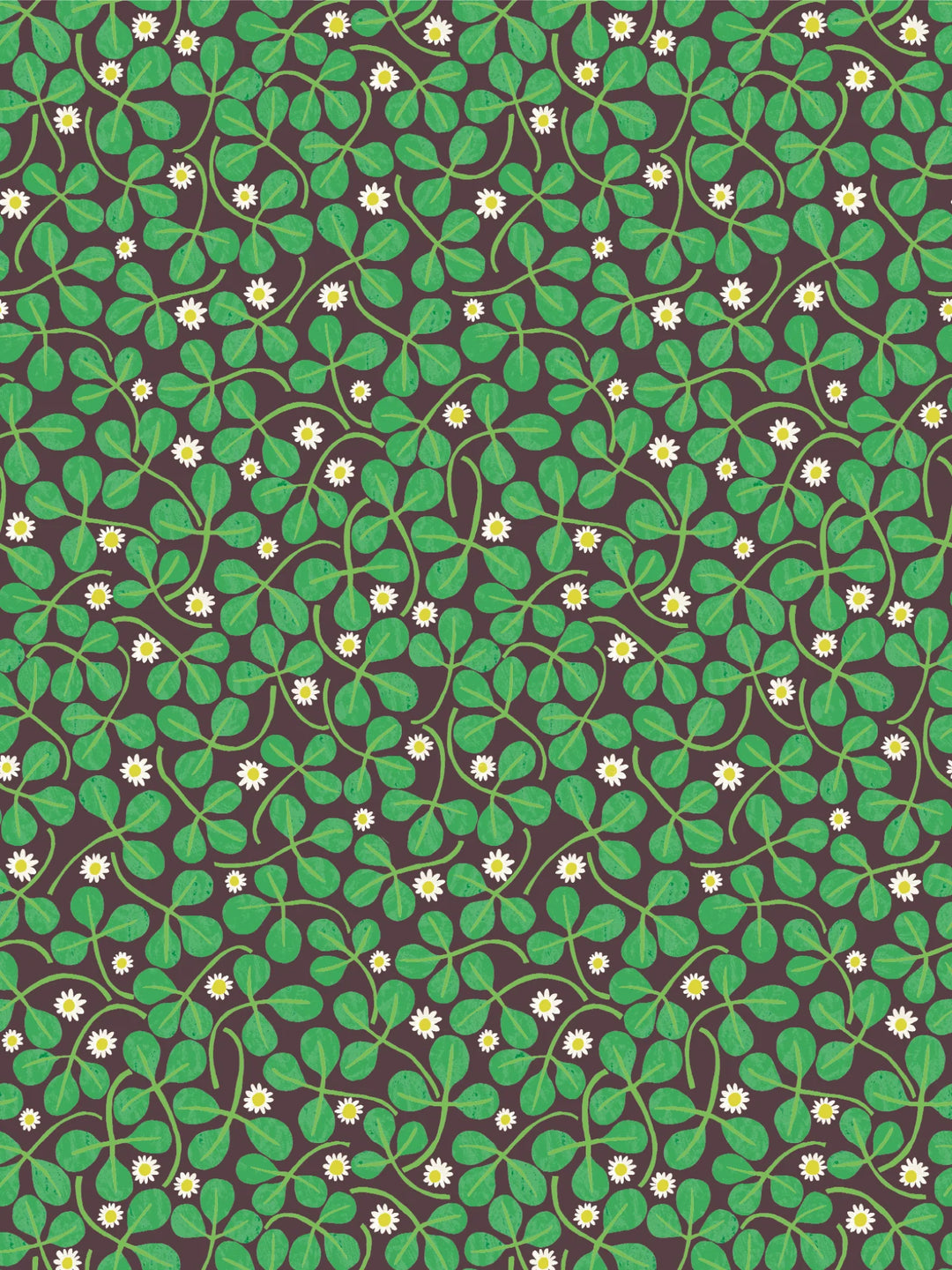 clover-wallpaper-emerald-green-black-background-daisy-ditsy-wallcovering