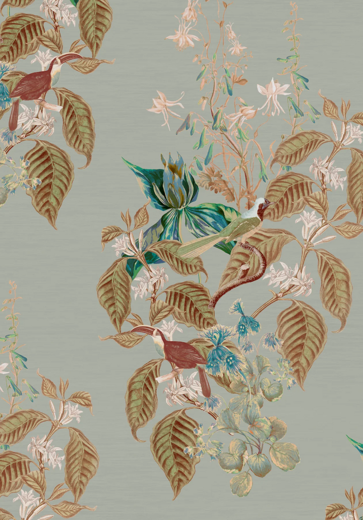 Deus-ex-gardenia-skylight-DG130-AI-SKY-garden-wild-flowers-trailing-Jasmine-birds-aviary-Isle-wallpaper-hand-illustrated