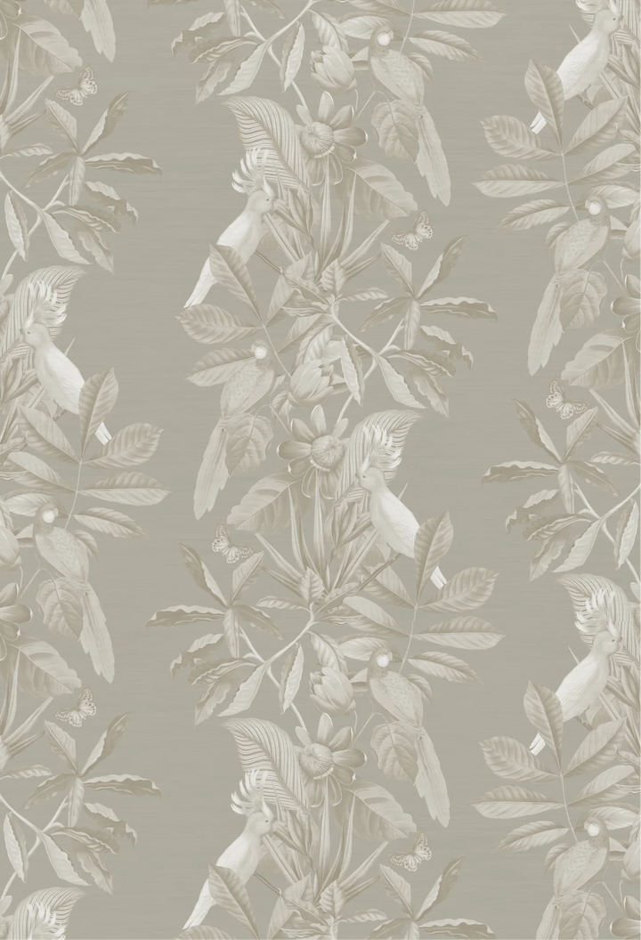 Deus-ex-gardenia-Passiflora-wallpaper-Ammonite-pearly-cream-background-columbian-tropical-rainforest-feeling-birds-butterflies-ferns-jungle-hand-illustrated-print-pattern