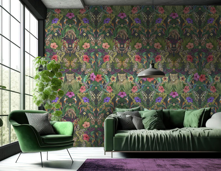 Victoria-sanders-wallpapers-exotica-noir-neon-jewel-tones-junglr-print-hand-drawn-palm-tiger-butterflies-pattern-noir
