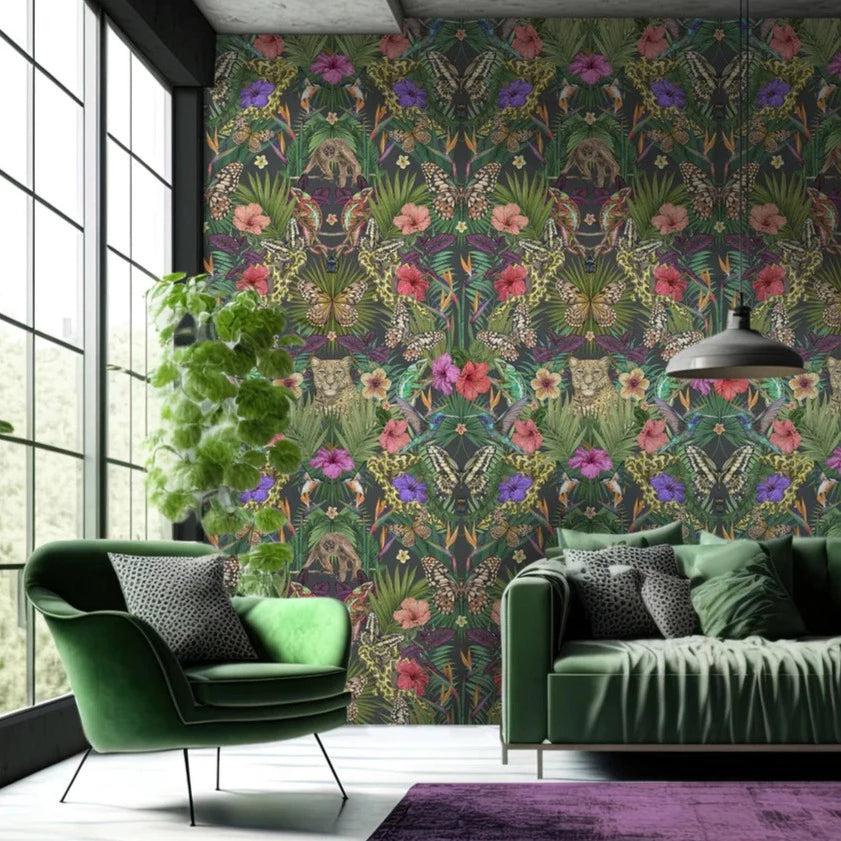Victoria-sanders-wallpapers-exotica-noir-neon-jewel-tones-junglr-print-hand-drawn-palm-tiger-butterflies-pattern-noir