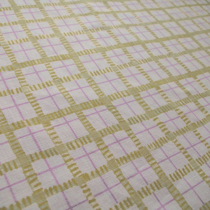 british-textile-designer-lowri-studio-trellis-yellow-pink-linen-cotton-fabric-the-design-yard-check
