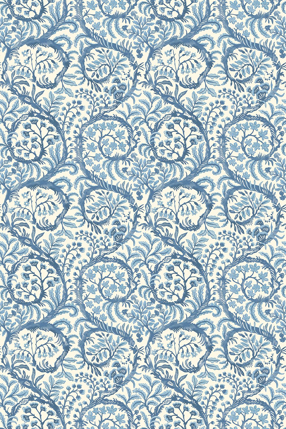 Butterrow Wallpaper in Bright Blue & White