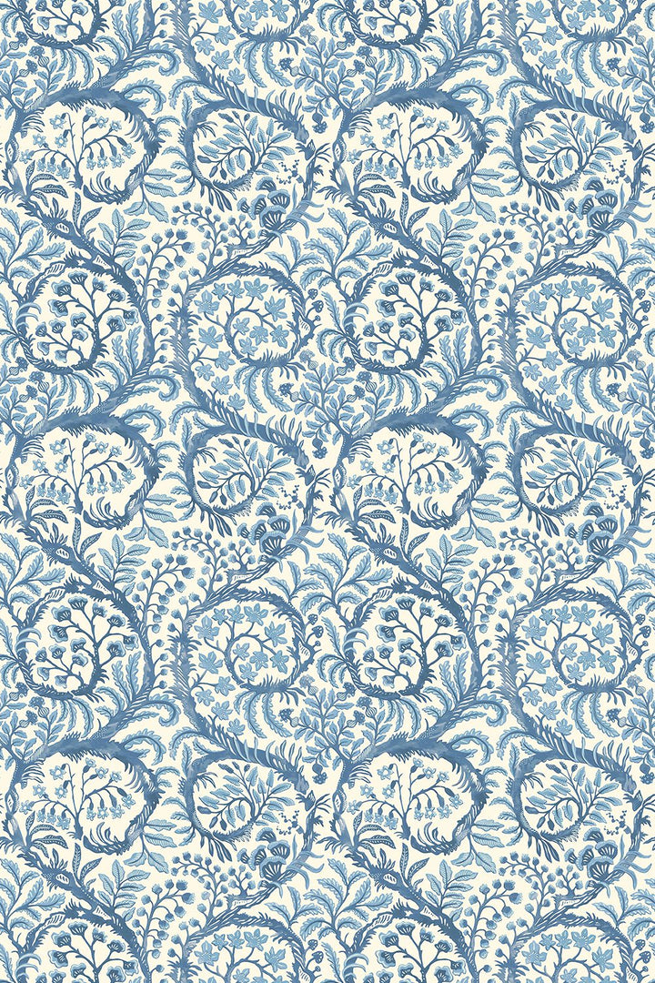 Butterrow Wallpaper in Bright Blue & White