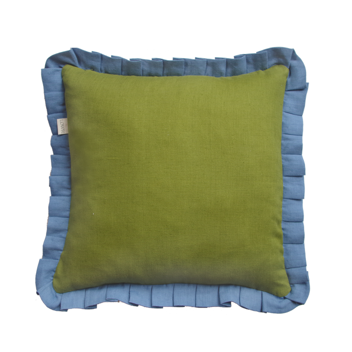 lowri-little-check-green-yellow-cushion-cover-blue-frill-green-linen-back
