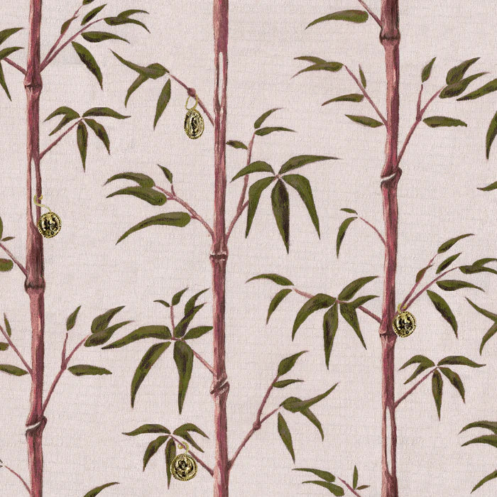 Poodle-and-Blond-wallpaper-Money-tree-hand-painted-design-original-artwork-coins-on-bamboo-stalks-leaves-money-grown-on-trees-Valentine-soft-pink-background-