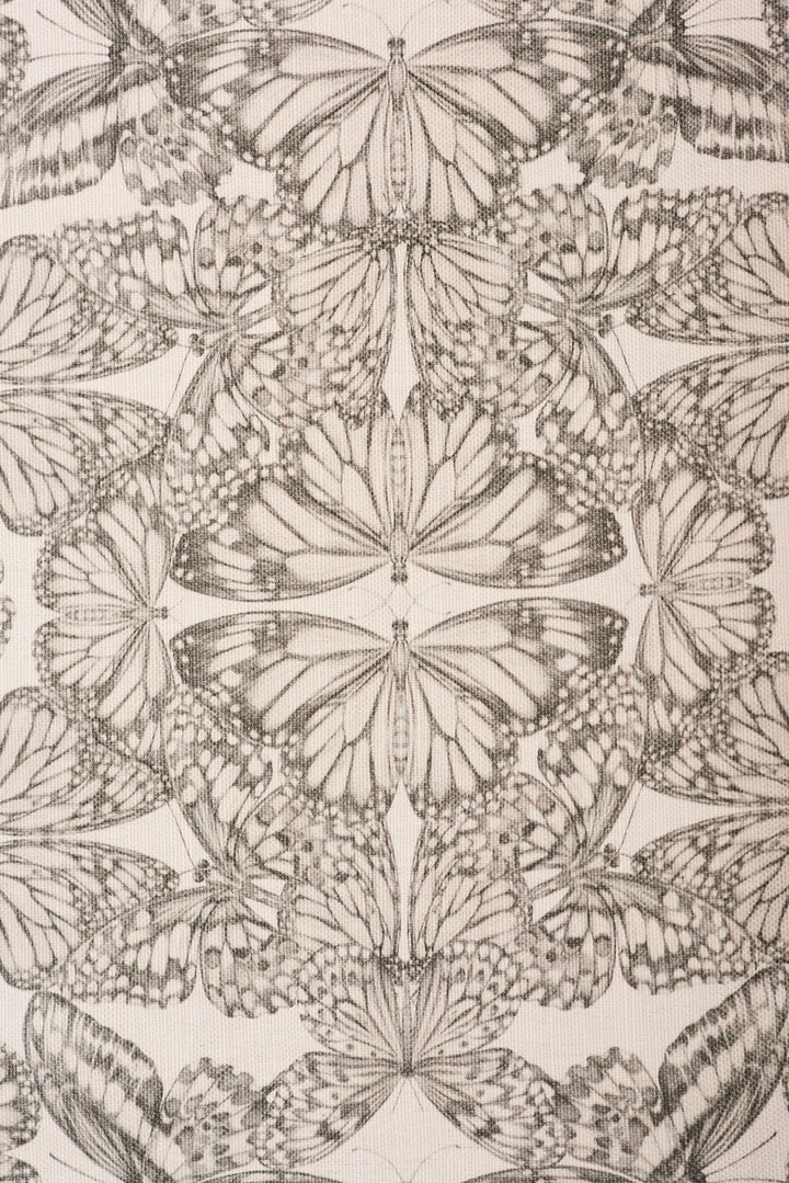 Victoria-sanders-Papilio-parchment-lonen-oyster-charcoal-hand-drawn-butterfly-print-kaleidoscopic-repeat