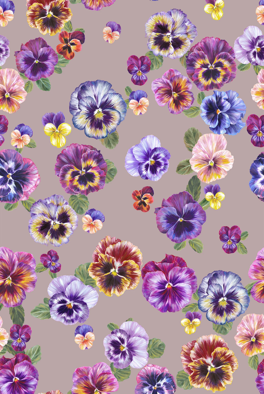 Victoria-Sanders-Plethora-of-pansies-hand-painted-details-pansies-in-bruised-pink-back-background-wallpaper-floral-pattern