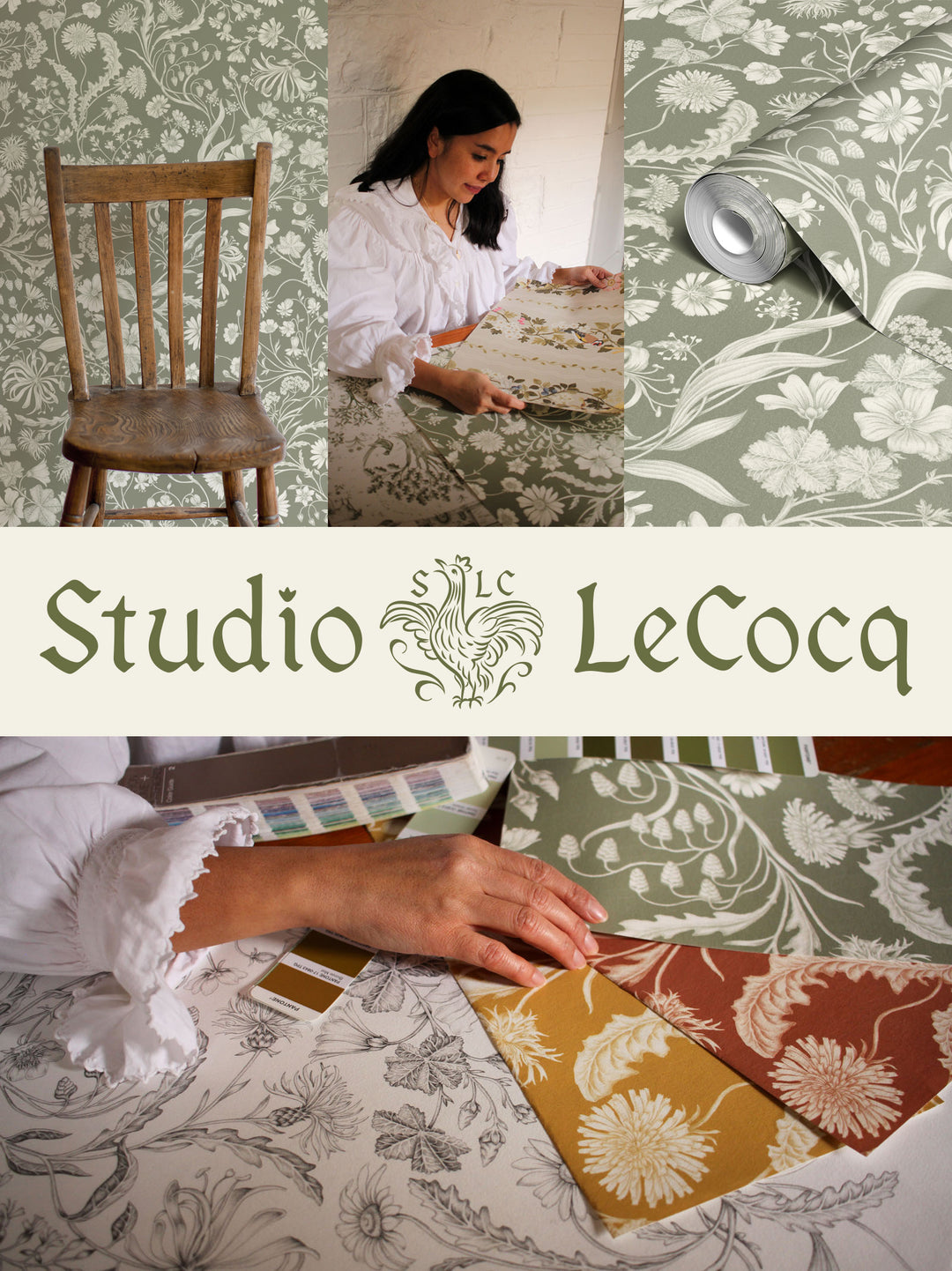 Studio-Le-Cocq-The-Lost-Garden-Botanical-print-wallpaper-tea-green-subtle-cream-print-floral-country-style-cottage-wallpaper-pattern