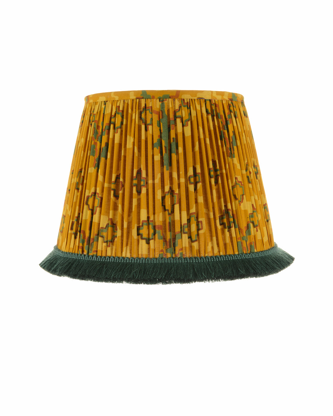 mindthegap-pleated-lampshade-aztek-pattern-green-fringe