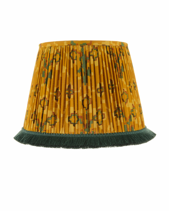 mindthegap-pleated-lampshade-aztek-pattern-green-fringe