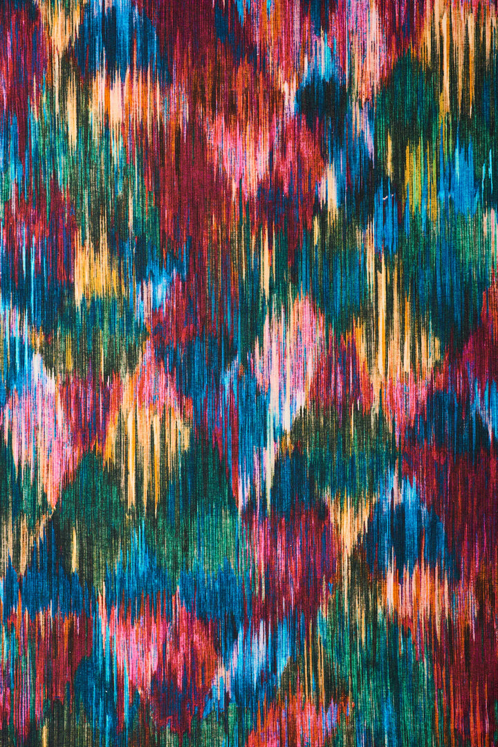 Victoria-sanders-fabric-cotton-hemp-spectre-rainbow-abstract-weve-jewel-tones-Ikat-textile