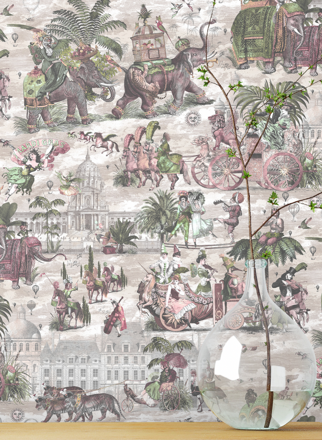 brand-mckenzie-carnival-fever-carnival-march-fiesta-whimsical-classical-wallpaper-wallcovering-rose-forest-pink-green