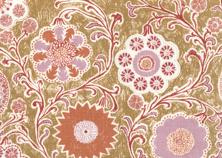 ellen-merchant-nomad-linen-bazaar-pink-mustard-yellow-rust-red-curtain-blind-fabric-linen-block-printed-british-textile-design