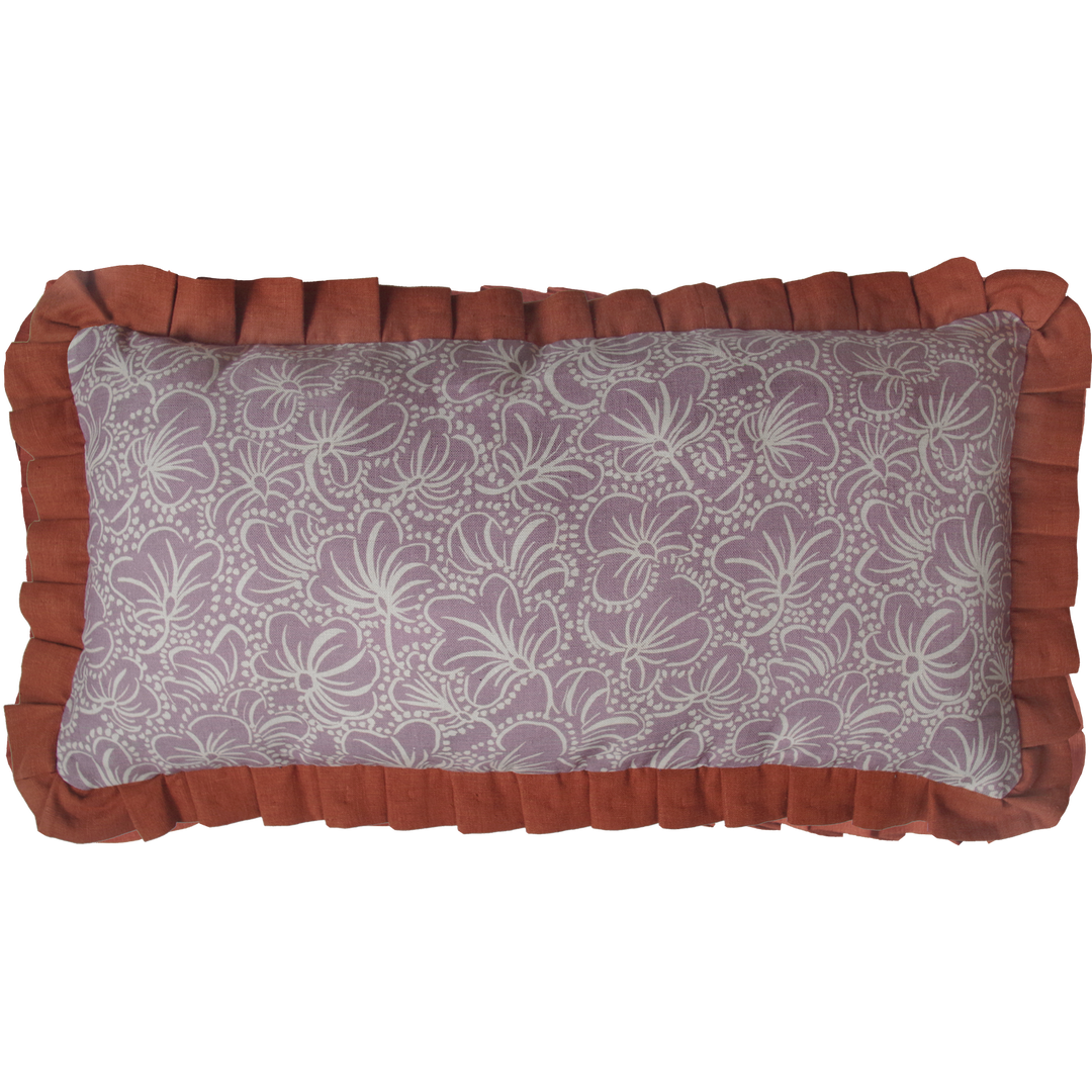 lowri-violas-cushion-cover-lilac-floral-russet-blue-terrocotta-frill-cushion