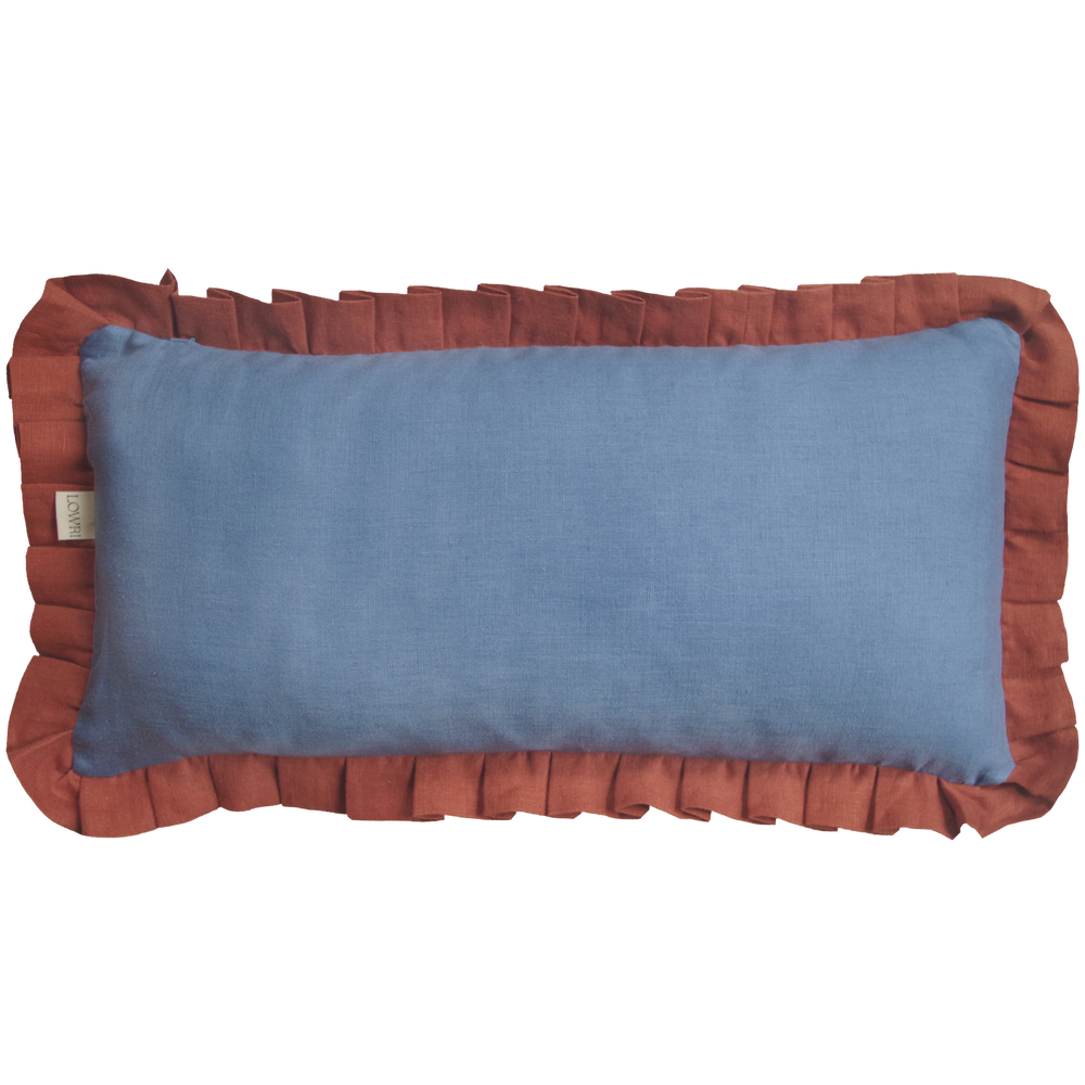 lowri-violas-cushion-cover-lilac-floral-russet-blue-terrocotta-frill-cushion-linen