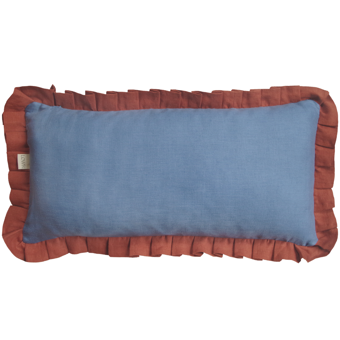 lowri-violas-cushion-cover-lilac-floral-russet-blue-terrocotta-frill-cushion-linen