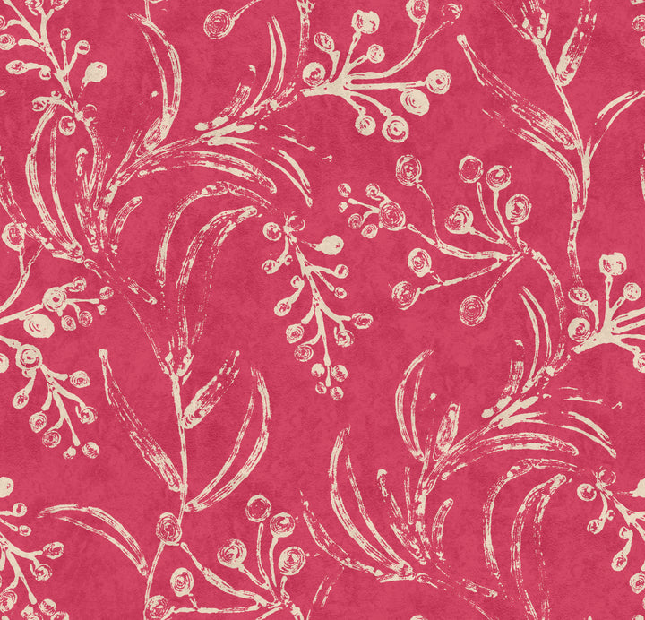 minnie-kemp-mindthegap-collaboration-raspberry-pink-taupe-wallflower-block-print-floral-wallpaper-design-folk