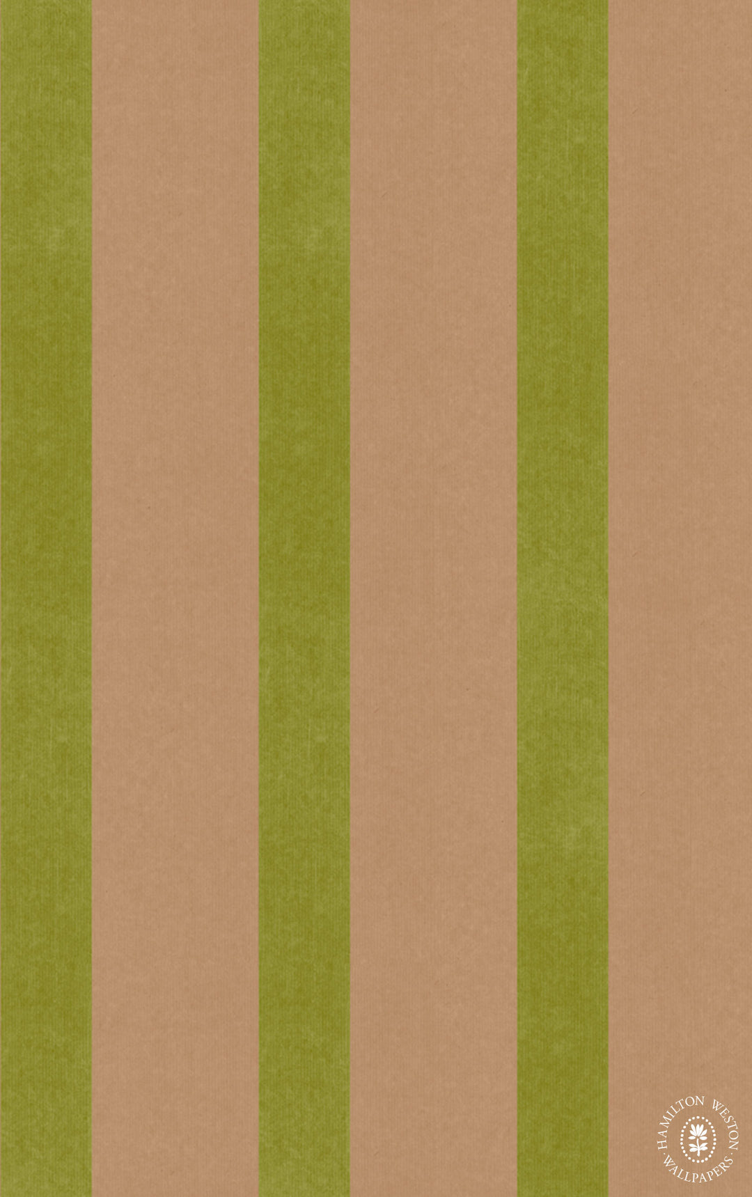 Adam Bray Brown Paper Stripe Wallpaper in Chartreuse