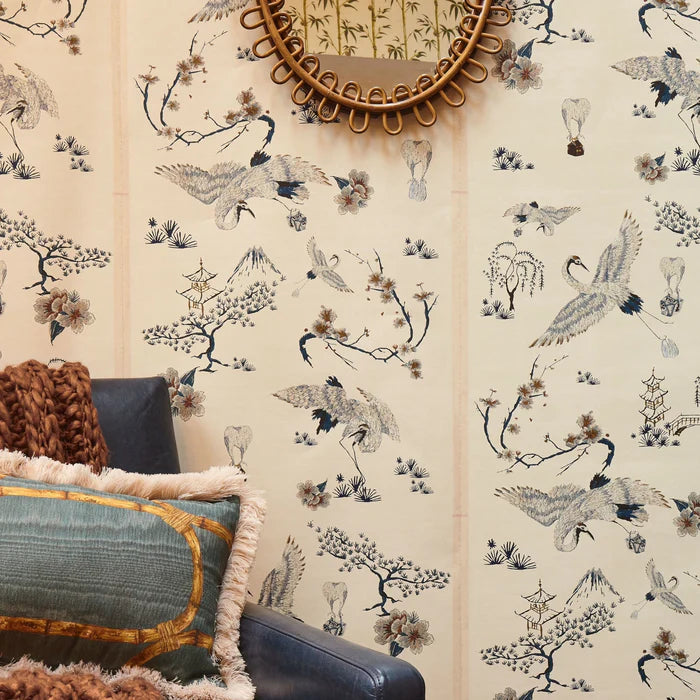 poodle-and-blonde-wallpaper-chinoiserie-style-wallpaper-cheeky-twist-storks-delivering-take-away-food-parcels-vintage-slub-silk-background-hand-embroidery-storks-stripes-digitally-reprinted-design-textile-effect-chinese=classic-wallpaper-ivory-soft-grey-black-white