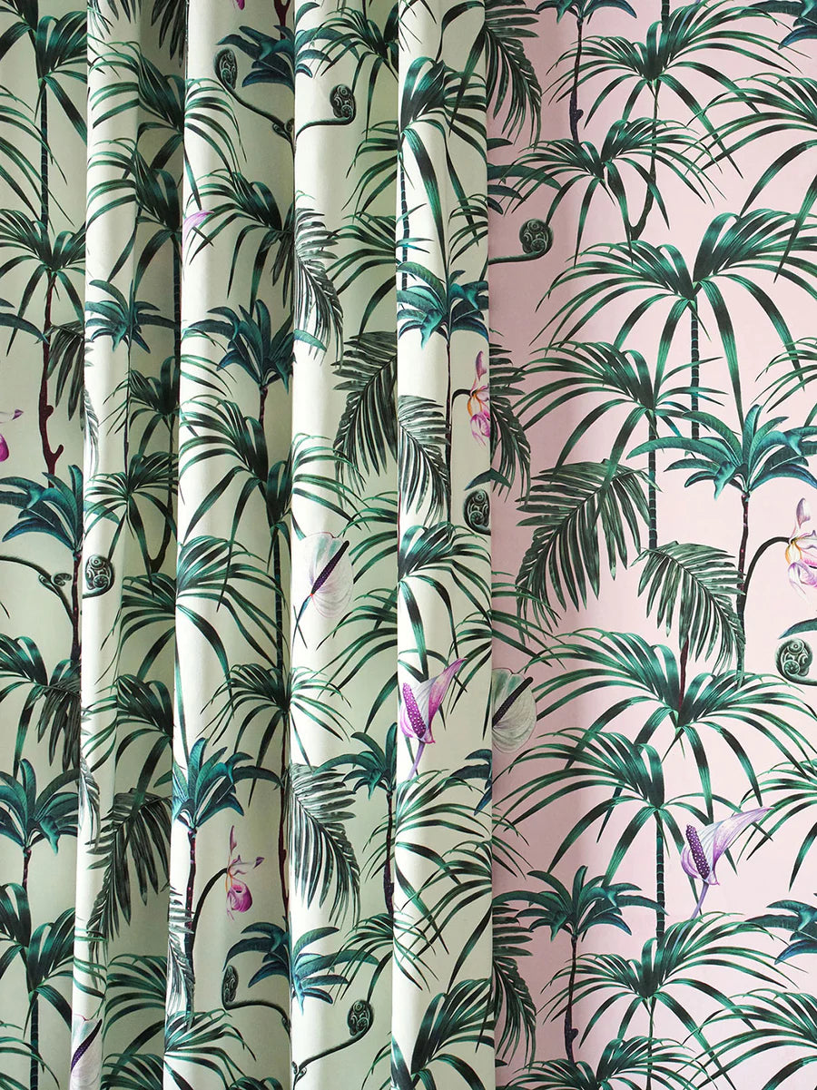 Witch-and-watchman-Elysian-Palm-Green-palm-print-classic-simple-leaves-cotton-panama-textile-sof-furnishings-upholstry-drapery-white-background