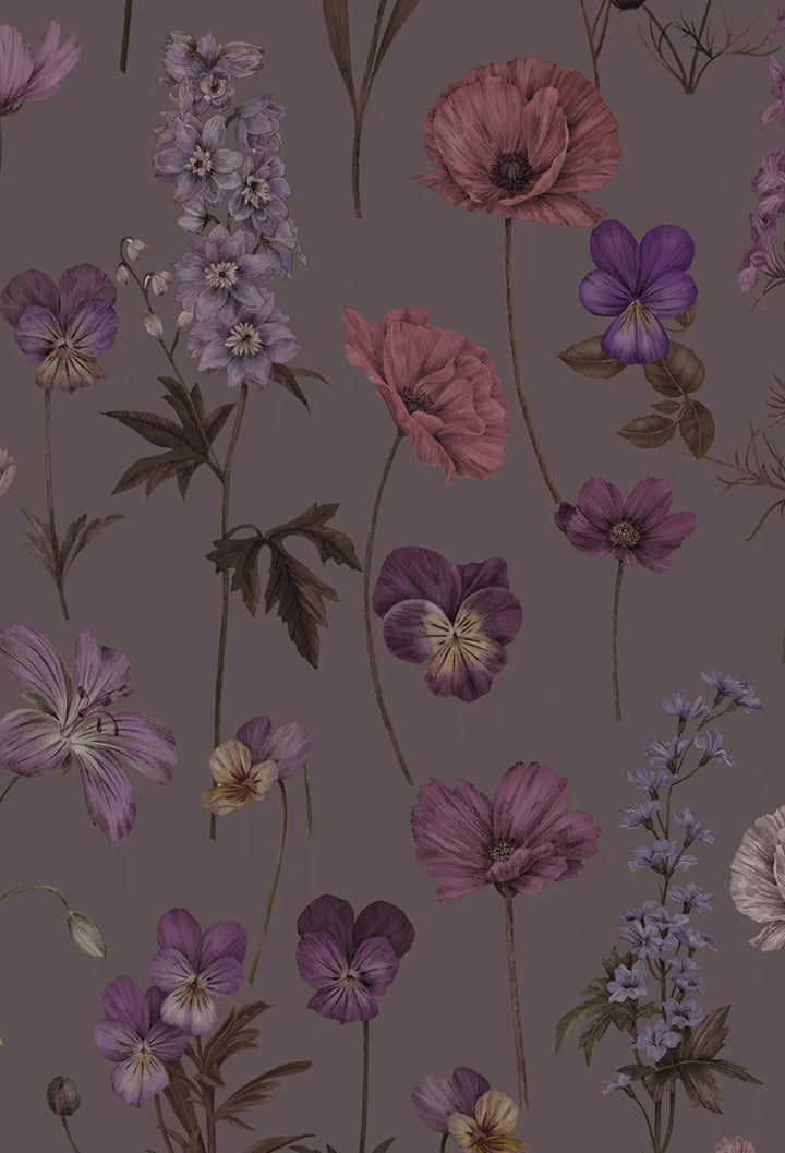 Victoria-Sanders-Botanica-Wallpaper-Mullberry-Plum-Trailing-Blooms-across-berry-rich-background-floral-wallpaper-artisan-designed
