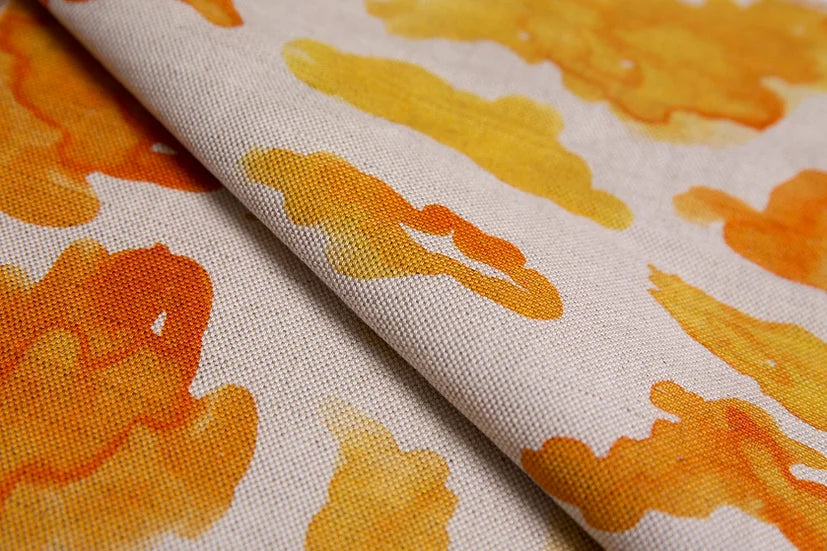 Bethie-tricks-textiles-clouds-random-tangerine-watercolour-puddles-ink-flax-linen-background