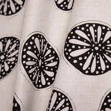 Bethie-tricks-textiles-opium-organic- forms-black-opium-pod-shaped-like-print-Flax-linen