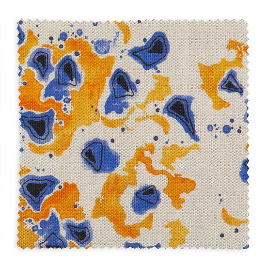 Bethie-tricks-textiles-inky-seeds-random-tangerine-indigo-black-spotswatercolour-puddles-ink-flax-linen-background