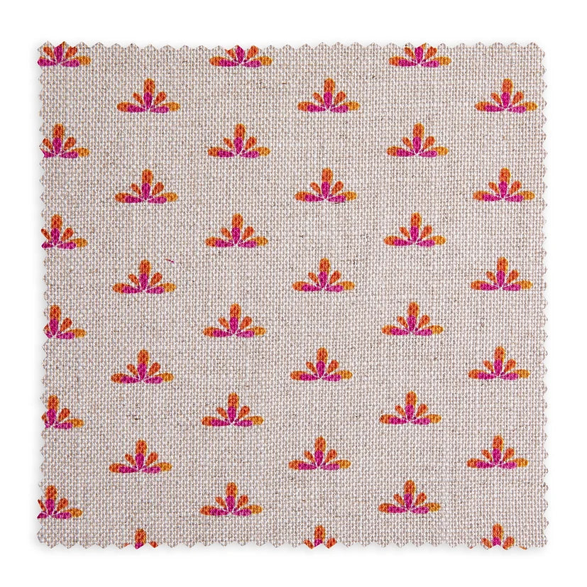 Bethie-tricks-textiles-fabrics-sunset-spot-floral-print-pattern-pattern-stripe-print-pattern-fuschia-red-orange-print-on-cream-linen