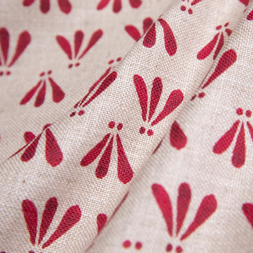 Bethie-Tricks-textiles-wild-strawberry-print-folk-style-small-brush-pattern-leaf-pattern-red-on-cream